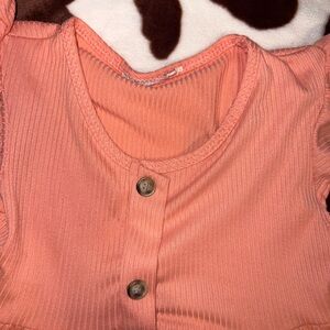 Coral Button-Up Ribbed Dress